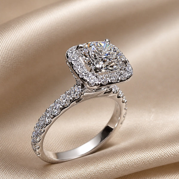 Bague En Zirconium Encastré En Or Blanc Éblouissant