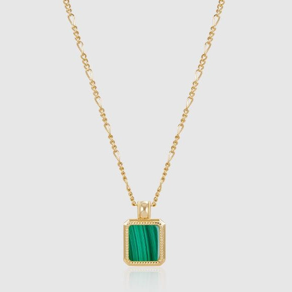 Pendentif Malachite Perle Chaîne en Or