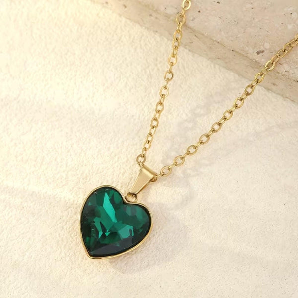 Collier pendentif Cœur Émeraude