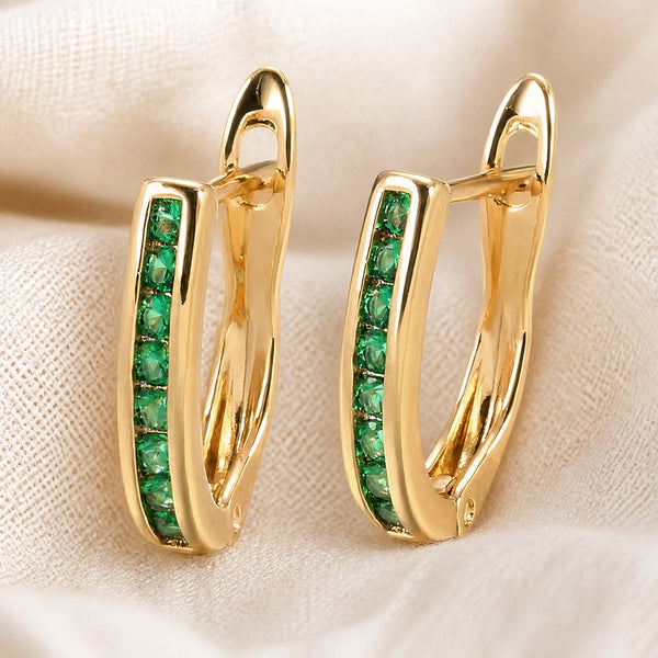 Boucles d'oreilles en cluster de diamant émeraude