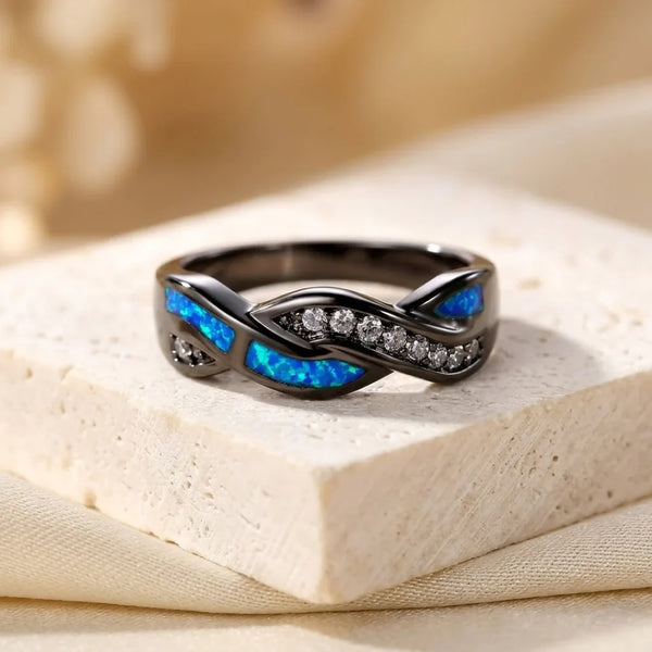 Bague torsadée incrustée argentée
