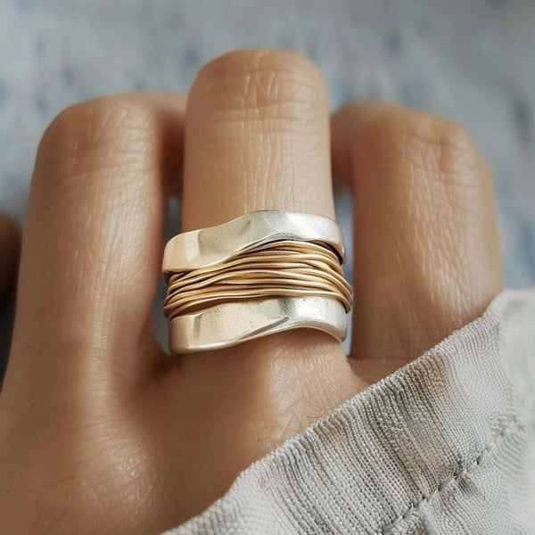 Bague en argent et or