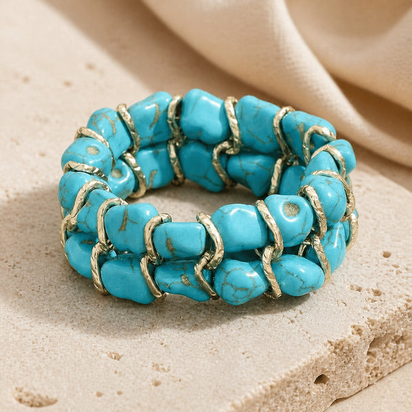Bracelet tissé en or en pierre turquoise