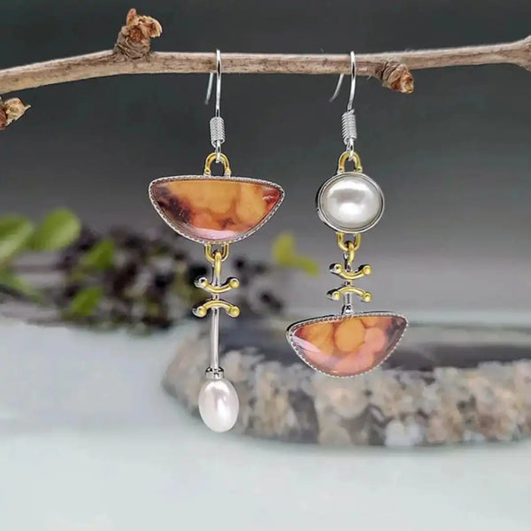 Boucles d'oreilles en pierre orange naturelle