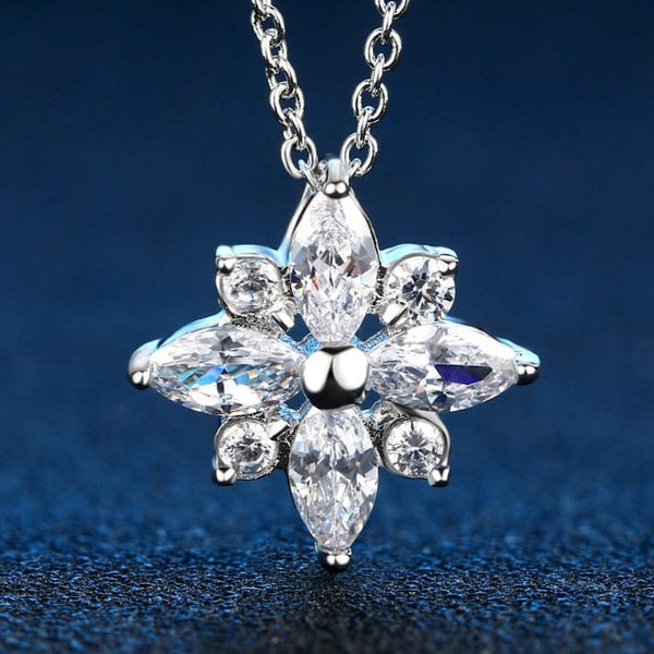 Collier Goutte Fleur en Zircon