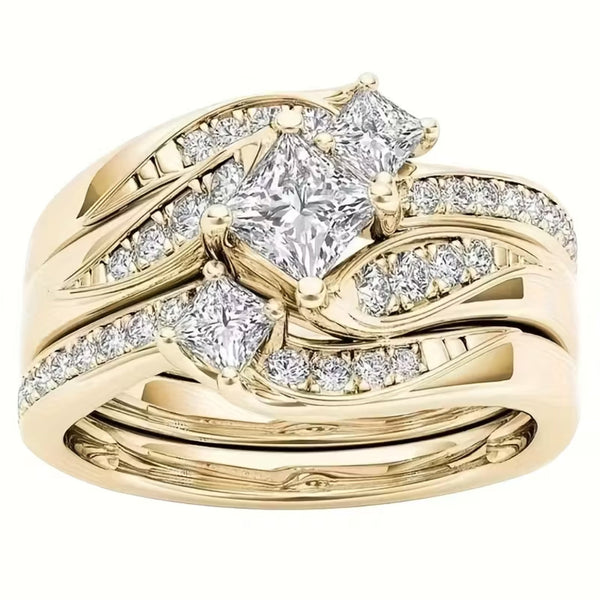 Bague triple halo taille princesse