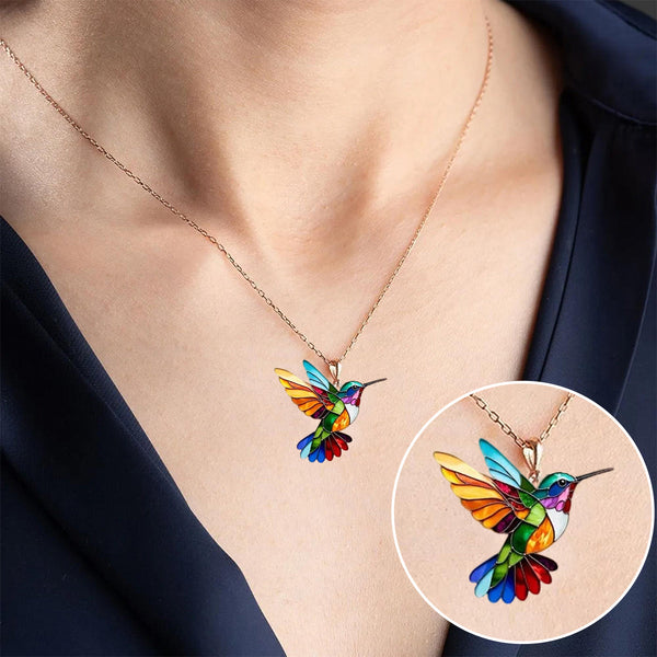 Collier colibri coloré