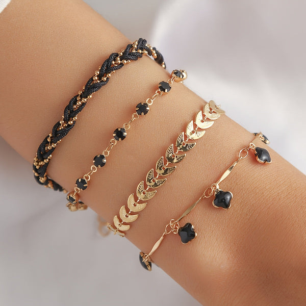 Ensemble de bracelets en zirconium noir intemporel
