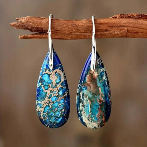 Boucles d'oreilles en pierre de mer azur