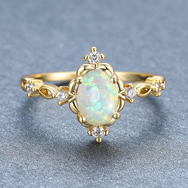 Bague de Jardin en Cristal Opale Céleste