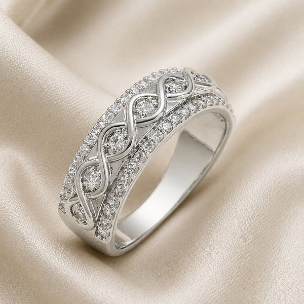 Bague en zirconium double rang en or blanc