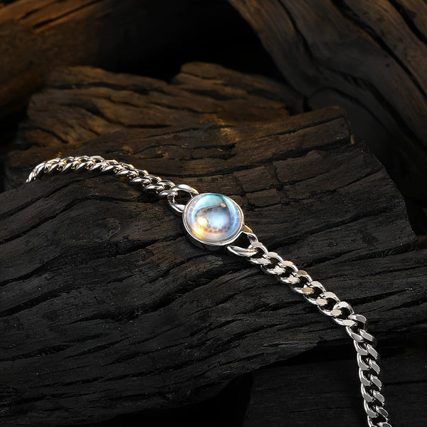 Bracelet en Pierre de Lune Argentée Personnalisé