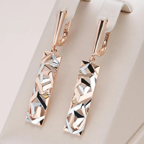 Boucles d'oreilles rectangulaires en or et argent élégantes