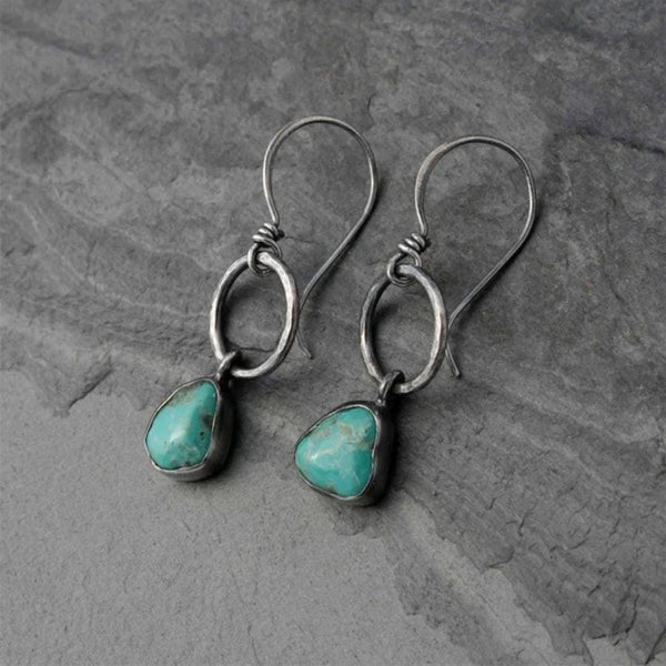 Boucles d'oreilles en argent avec pierre turquoise vintage