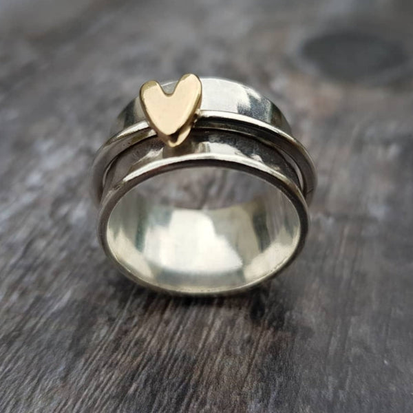 Mely | Bague argentée cœur doré