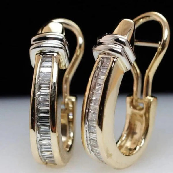 Boucles d'oreilles vintage dorées et diamants