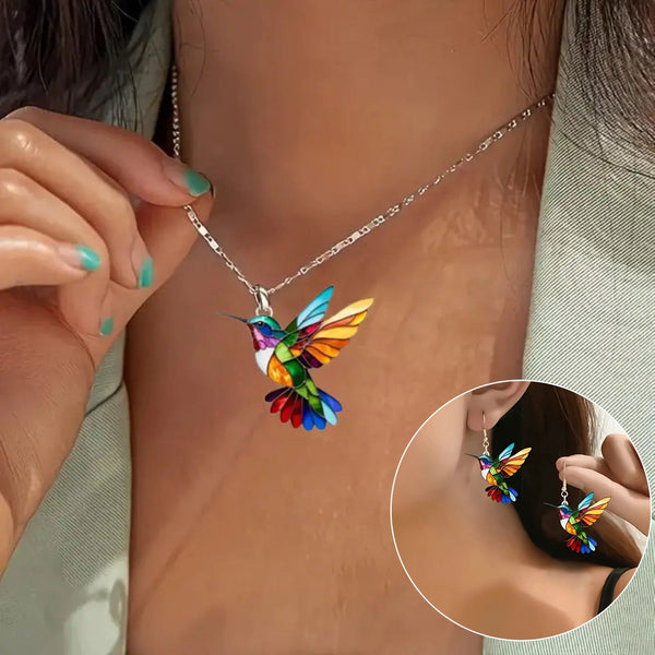 Magnifique collier colibri avec boucles d'oreilles bonus – offre limitée