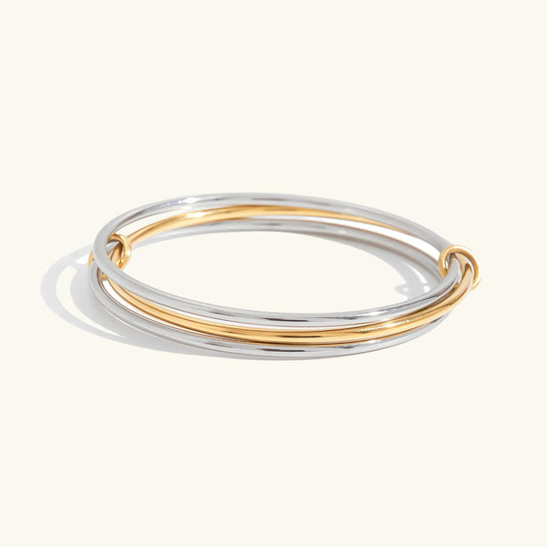 Bracelet Empilé à Deux Teintes Intemporel