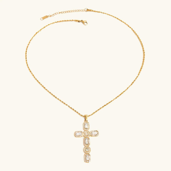 Collier Croix Dorée Rayonnant