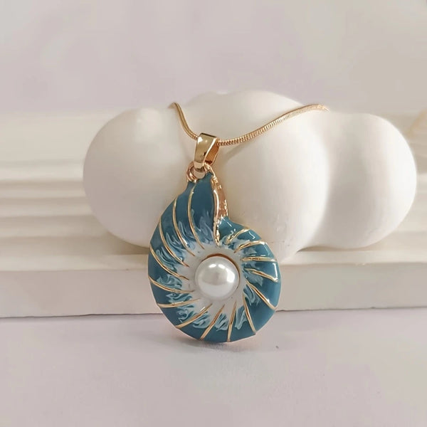 Collier en Coquillage Helmi Bleu