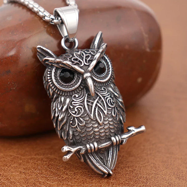 Collier pendentif hibou vintage sagesse