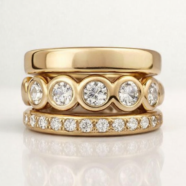 Bague en Or Martelé avec Zirconia