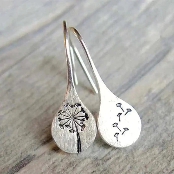 Boucles d'oreilles vintage en argent floral