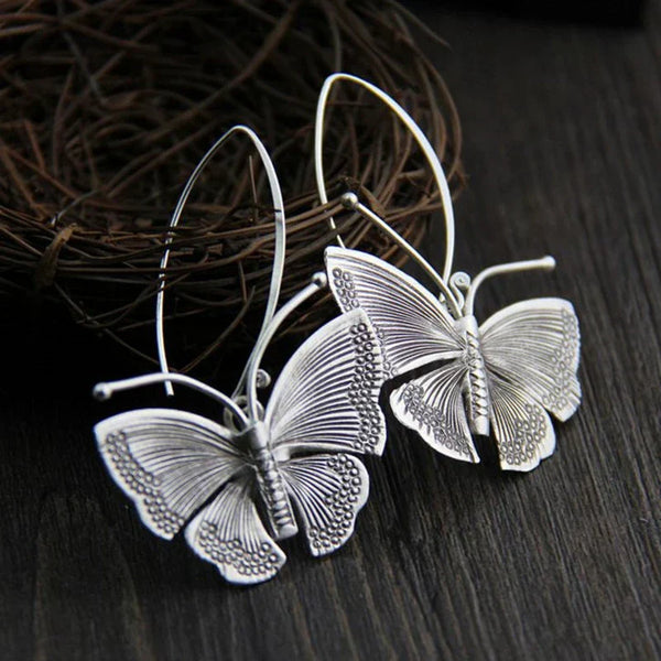 Boucles d'oreilles vintage en argent en forme de papillon
