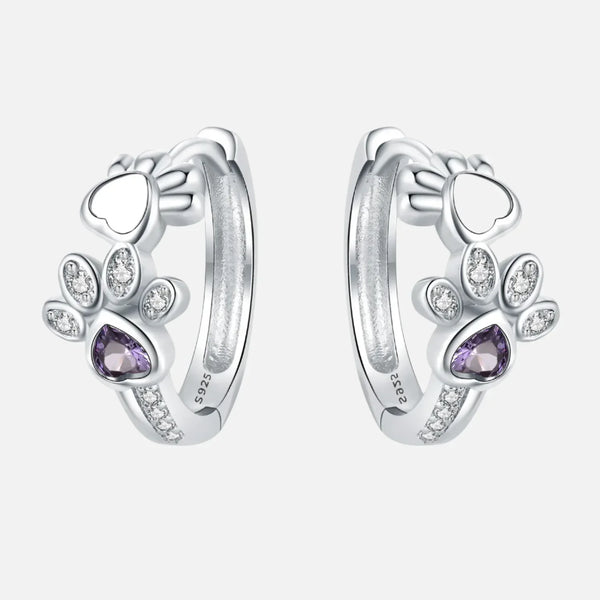 Boucles d'oreilles huggie Tassu en argent sterling 925 – avec zircon et pierre en forme de cœur