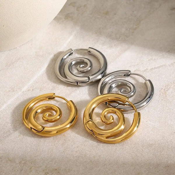 Boucles d'oreilles spirales en or intemporelles