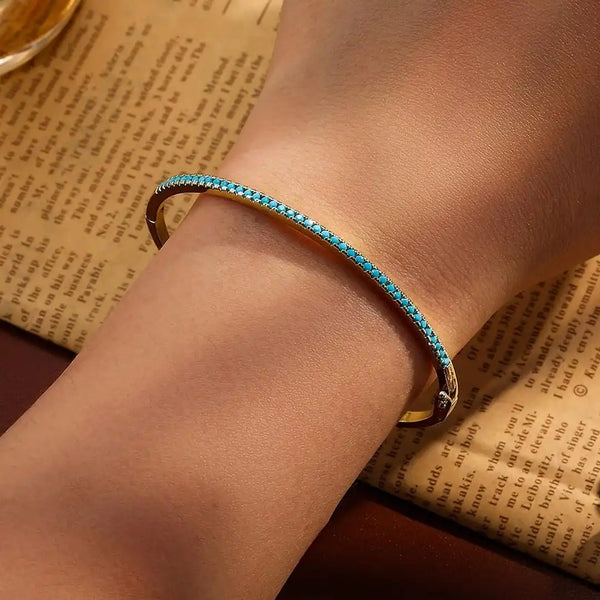 Bracelet en Pierre Turquoise Dorée