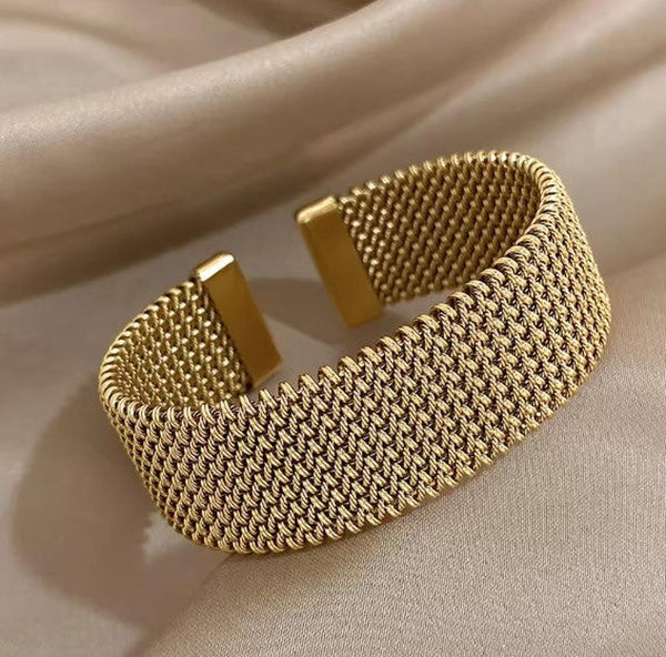 Bracelet classique ouvert en filet tissé vintage
