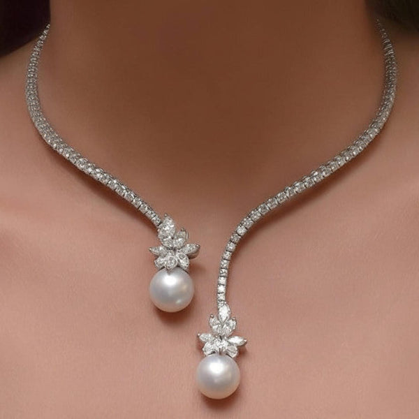 Collier en perles de saphir à design ouvert et rond