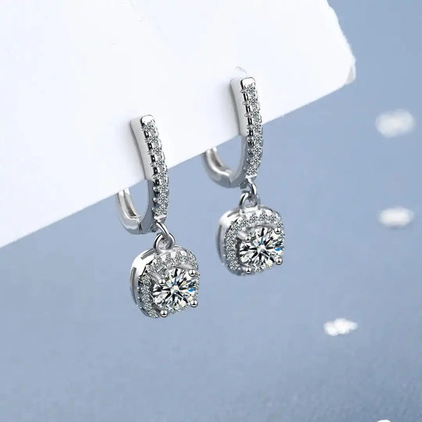 Boucles d'oreilles en pierre en or blanc classique