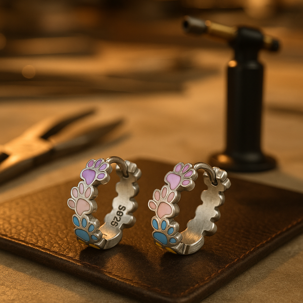 Boucles d'oreilles en argent sterling avec des pattes colorées