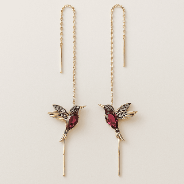 Boucles d'oreilles en émail Kolibri avec zircon