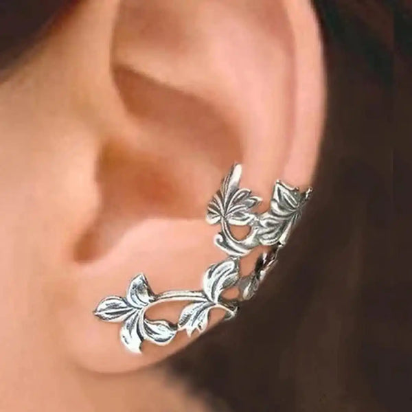 Boucles d'oreilles vintage en argent avec feuilles