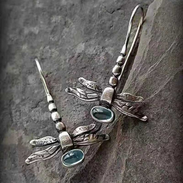 Boucles d'oreilles vintage en argent en forme de libellule
