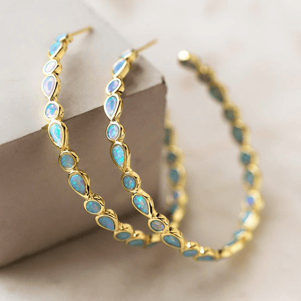 Boucles d'oreilles en opale bleue vintage