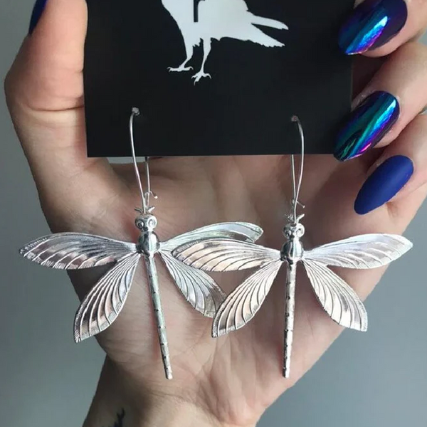 Boucles d'oreilles vintage en argent en forme de libellule
