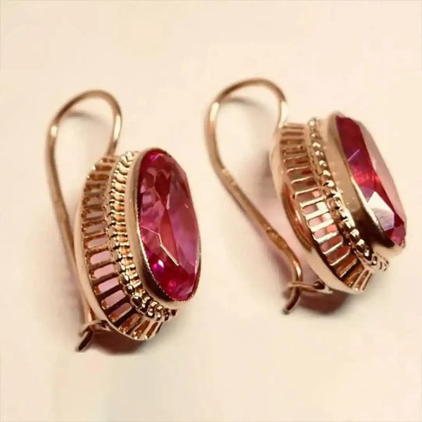 Boucles d'oreilles vintage en pierre rouge