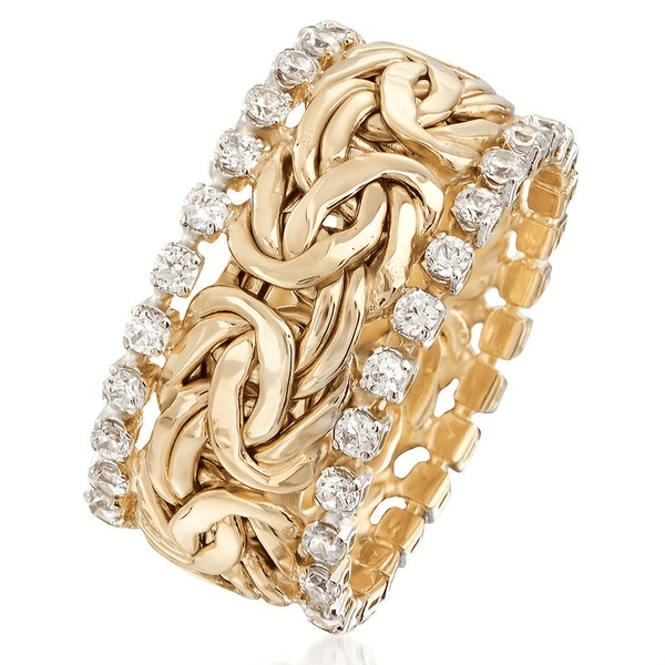 Bague tressée en zirconium vintage dorée