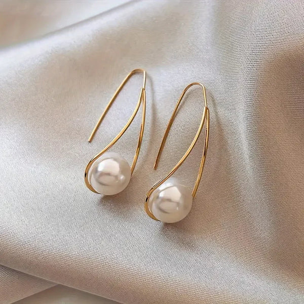 Boucles d'oreilles pendantes en perle élégante | or