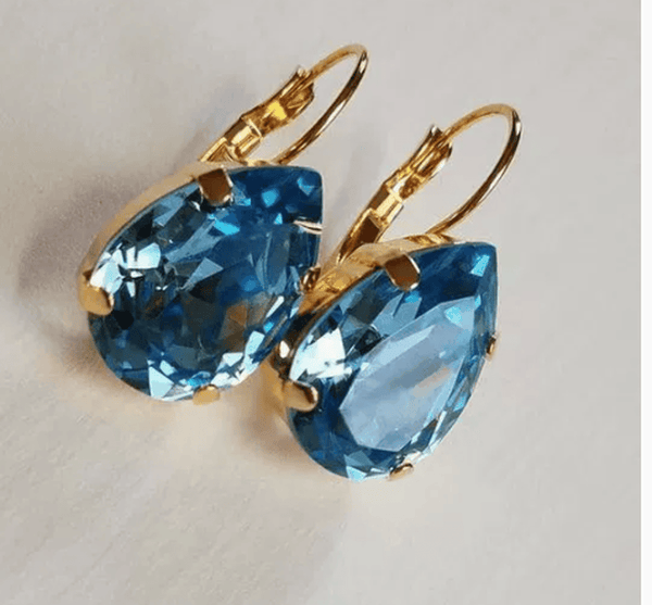 Boucles d'oreilles en verre bleu vintage
