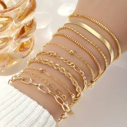 Bracelet empilable set de perles dorées