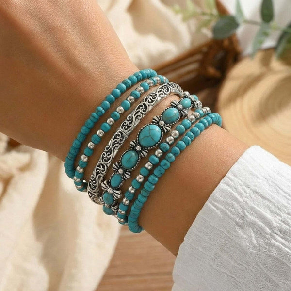 Bracelet boho turquoise avec perles