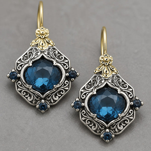Boucles d'oreilles en cristal bleu en forme de goutte