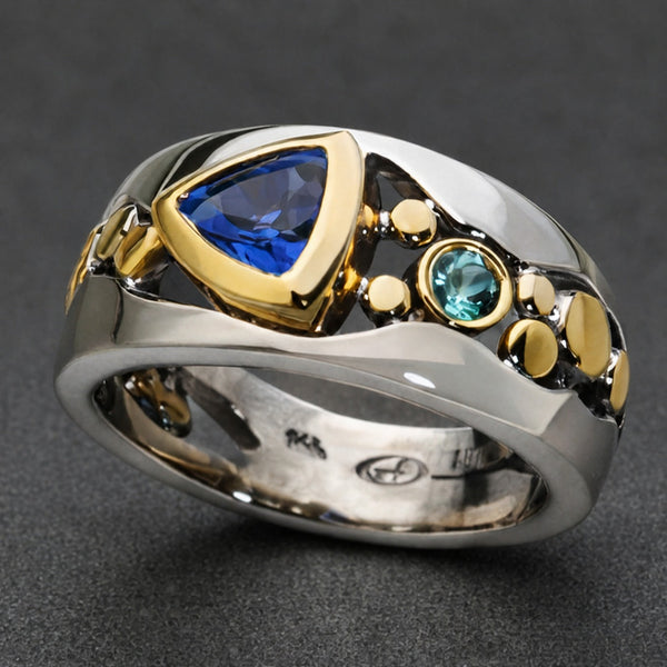 Bague Crest en Saphir à Double Teinte
