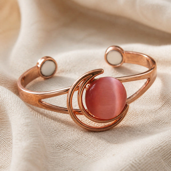 Bracelet en cuivre avec boule rose éternelle