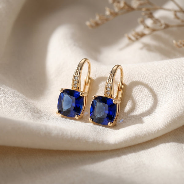 Boucles d'oreilles en pierre de saphir mystérieux
